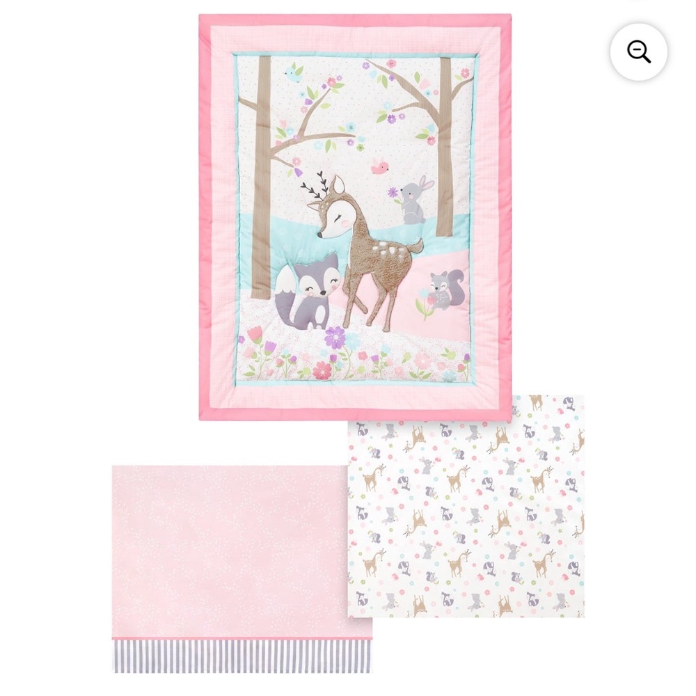 Parents Choice Girls Woodland Animal Ultra Soft Nursery Crib‎ Blanket Bedding